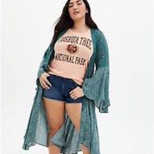 Torrid Size 3 Long Green/Floral Kimono